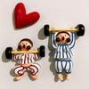 2pcs Halloween , Christmas 3D Fridge Magnets , Creative Striped Weightlifting Design , Thick , Smooth Resin Kitchen Decor