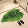 Realistic 3D Leaf Rug Irregular Leaf Shaped Floor Mat Anti Doormat for Bathroom Slip Green Leaf