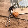 Lanyard DIY Lanyards Leather Heart Shape Keychain On the Phone Charms Alloy Hanging Chain Couple Bead Keyring Bag Decorate