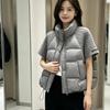 New knitted splicing down cotton vest women's short stand-up collar thickened versatile vest loose and thin jacket