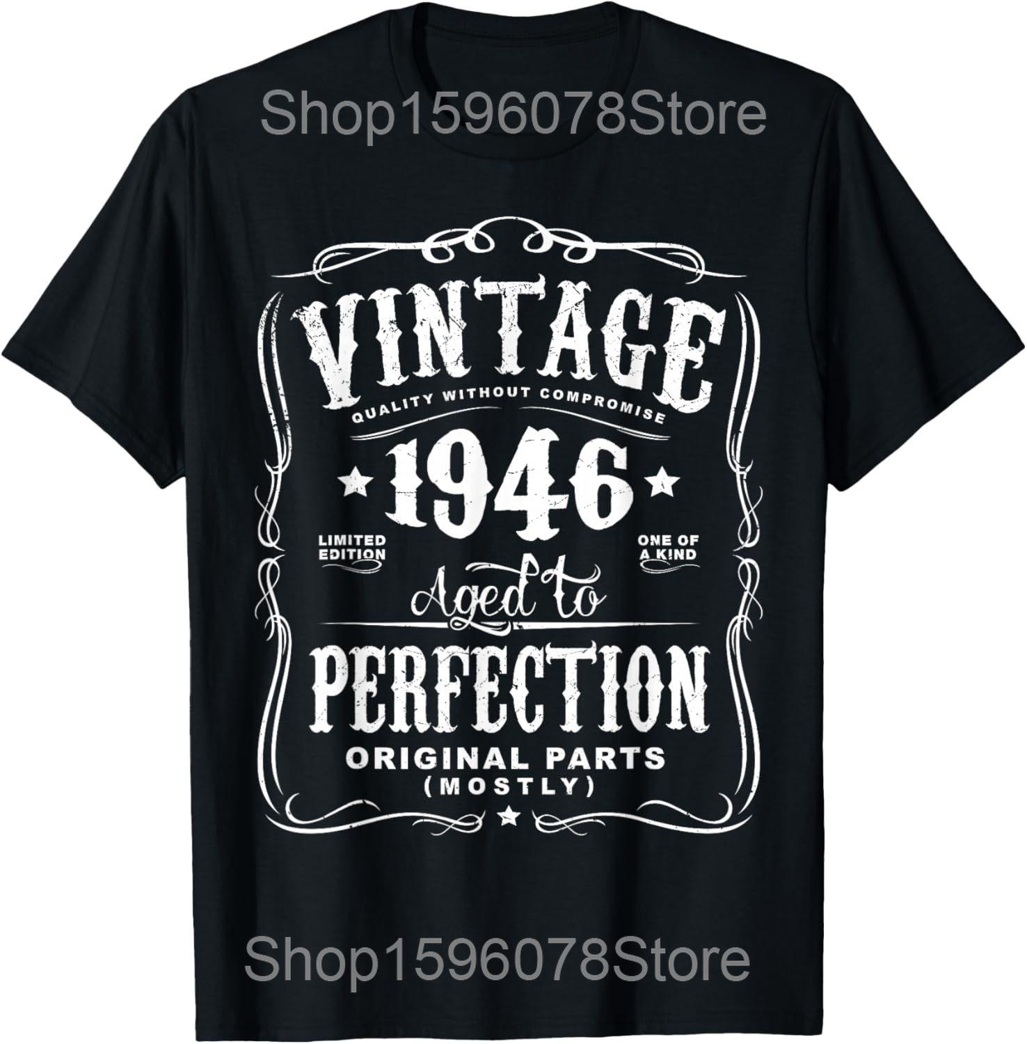 

Засновано 1946 року Обмежена серія 80-й День народження Вінтажний 80-річний Футболка Гумор Вуличний стиль Футболка З коротким рукавом Унісекс Вільний одяг L