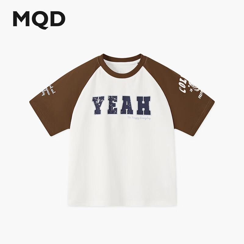 

MQD Boys College Style Raglan Sleeve Letter Colorblock T-shirt 140cm