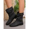 Women's Popular Medium Boots, Women's Autumn and Winter New Boots, Women's Round-toed Flat-bottomed Cigarette Boots