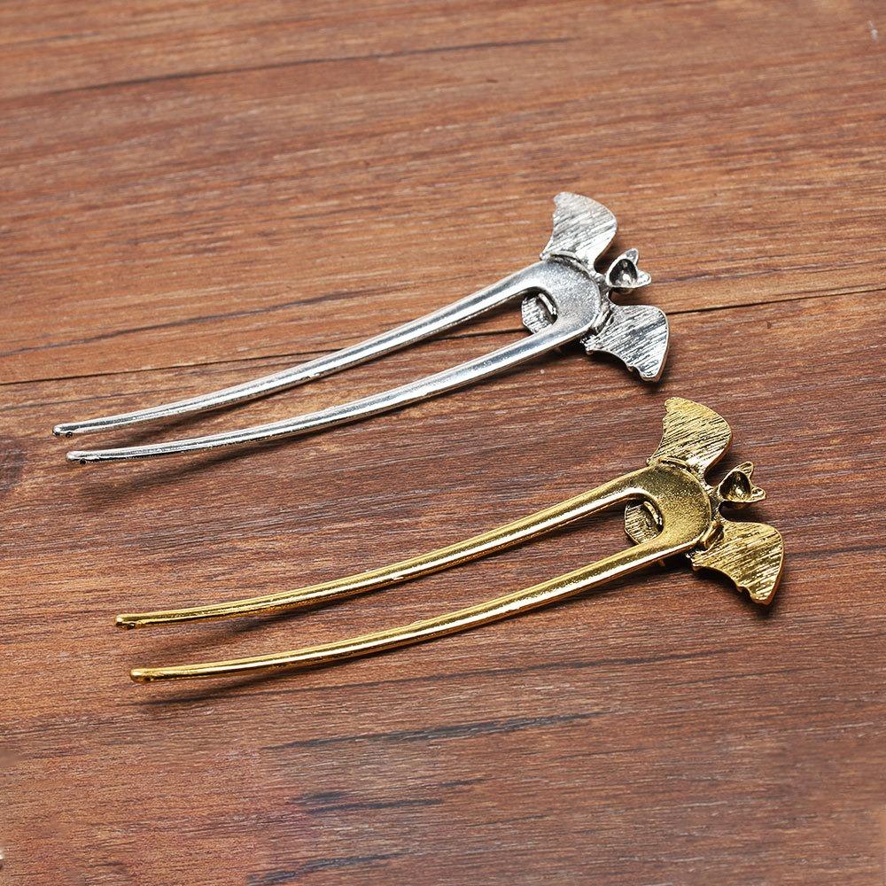 Fashion Halloween Gothic Style Retro Ethnic Style Bat U-Shaped Hairpin for Woman Dark Wind Punk Vampire Bat Hairpin