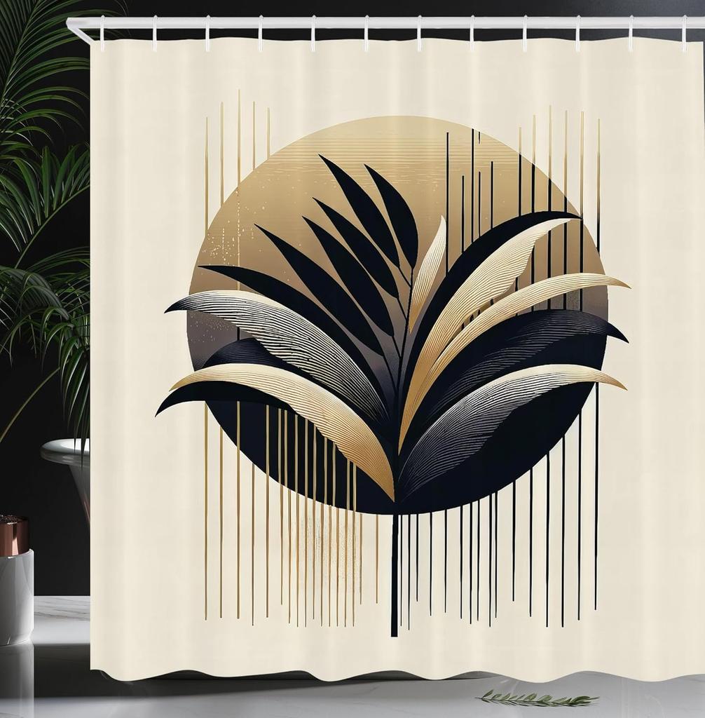 Coral and Blue-Brown Shower Curtain Tribal Mandala Geometric Gradient Fabric Bathroom Decorative Shower Curtain with Hooks