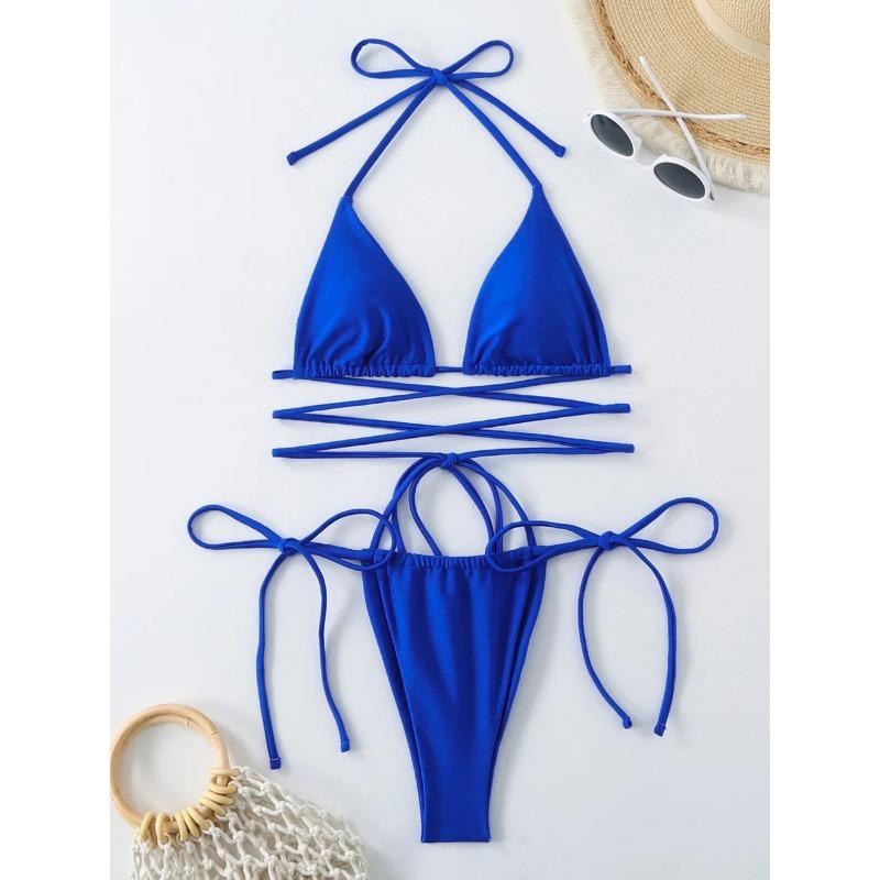 Sexy Micro Bikini 2025 Kruislings Bandage Zwemkleding Vrouw Zwempak Vrouwelijke Tanga Bikini Set 2 Delig Dames Badpak Strandkleding
