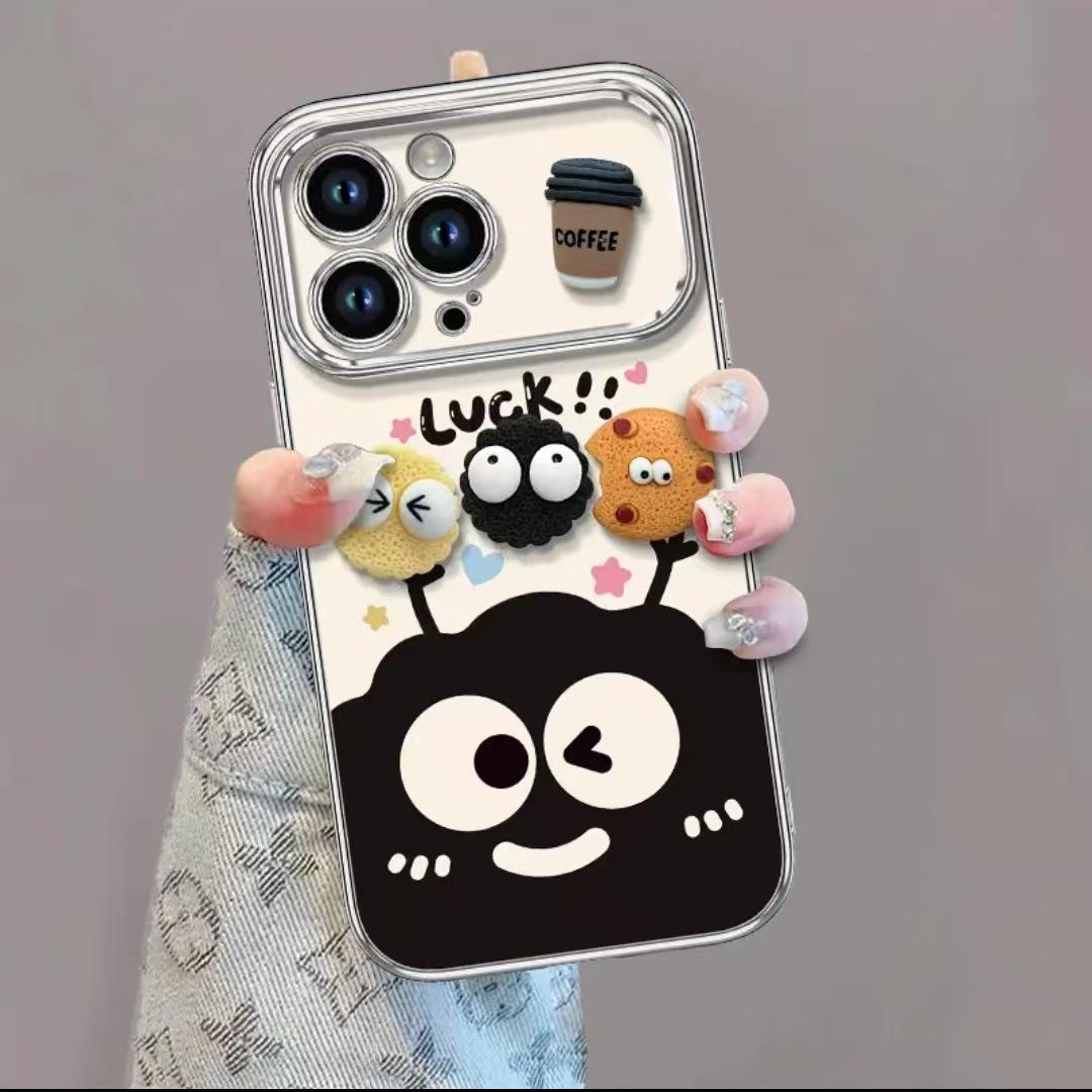 

Пара симпатичных угольных шариков Iphone16 Apple 15 Чехол для мобильного телефона Promax 14 Трехмерный 13 Гальванопокрытие 12 с кронштейном 11 Redmi K40/K40 Pro