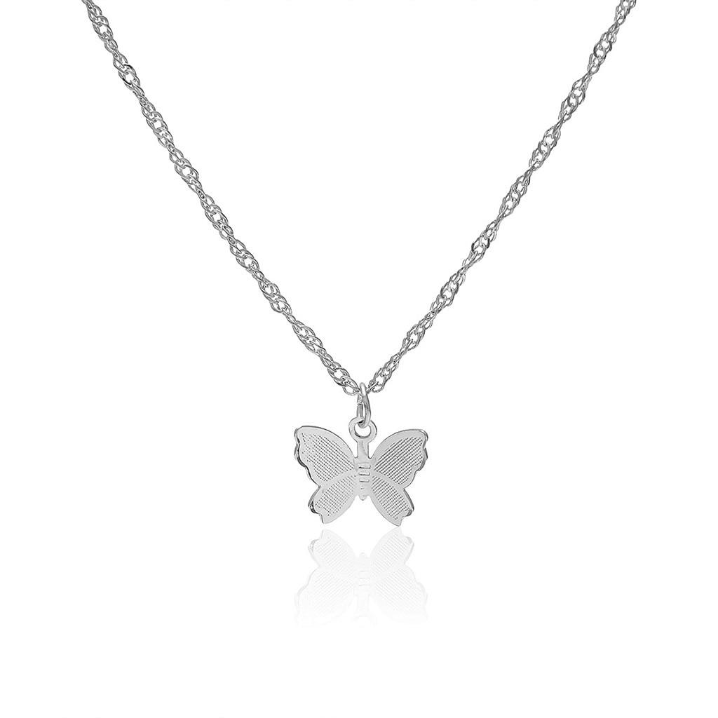 Vintage Metalli Chain Butterfly Pendant Necklace Butterfly Pendant Women Ladies Necklace Jewelry