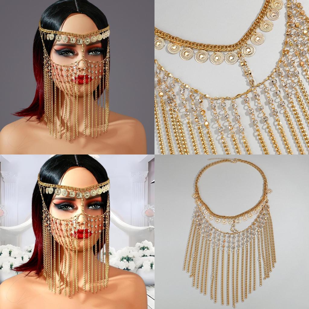 Stilvolle Kopfkette mit handgewebten Wasserkristall-Details für Partykleidung