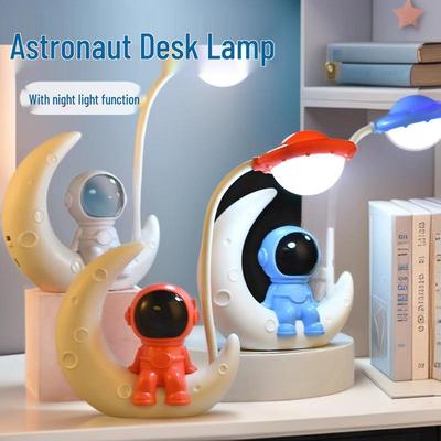 Astronaut LED Night Light: Moon Man Bedside Lamp for Student Dorms, Reading, and Desk Atmosphere.