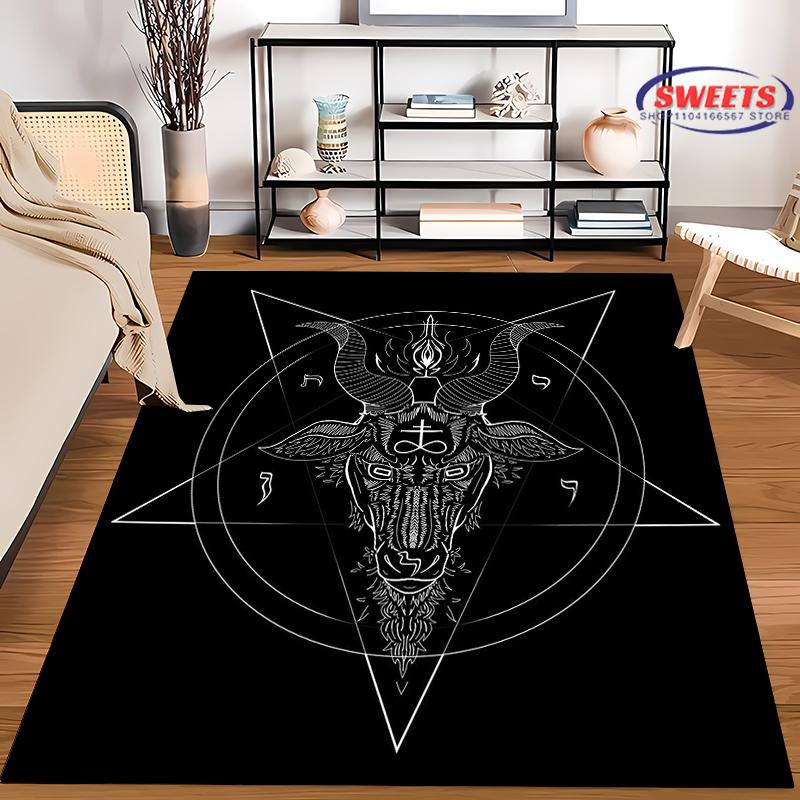 3D Mysterious Goat Pattern Carpet for Living Room Bedroom Hallway Long Strip Anti-slip Soft Area Rug Sofa Doormat Home Decor Mat