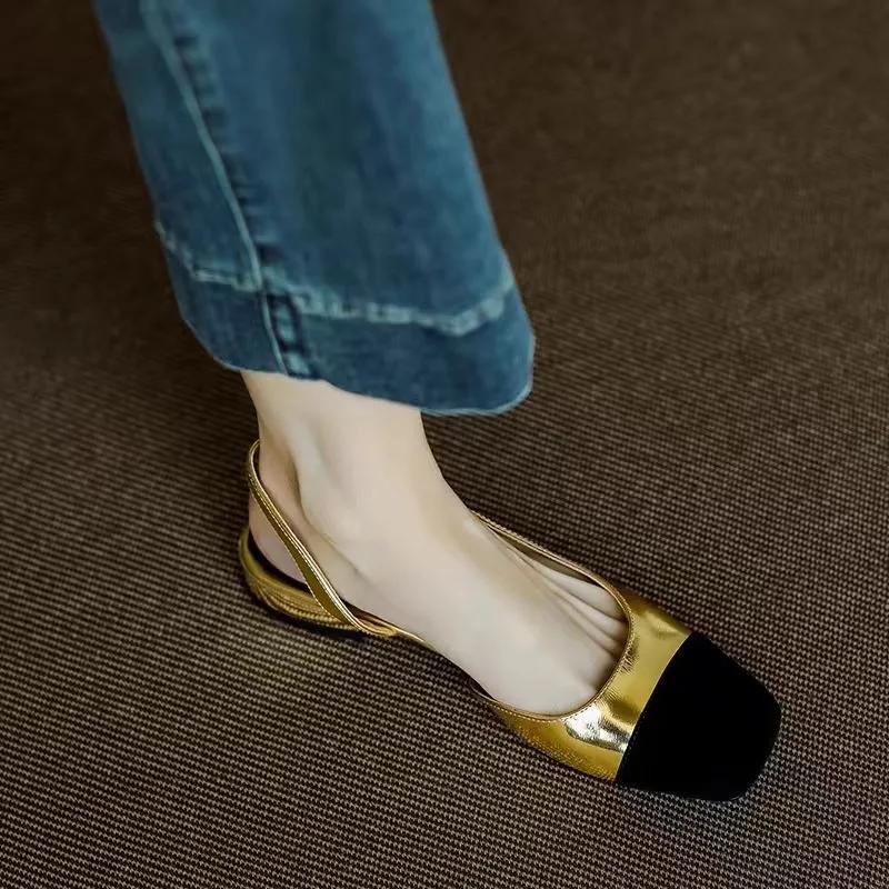 Leshion Of Chanmeb Women Sheepskin Slingback Sandals Luxury Brand Designer Mix-color Flat Shoe Ladies Casual Comfort Flats