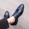 New Men Block Shoes PU Breathable Lace Up Business Office Dress Shoes Italian Handmade Leather Shoe Size 38-48 Men Shoes
