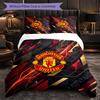 Manchester United Pattern 3 Pieces Bedding Set Soft Microfiber Duvet Cover with Pillow Cases for Bedroom