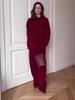 2024 Autumn Women's Red Hoodie & Casual Long Pants Two-Piece Set
