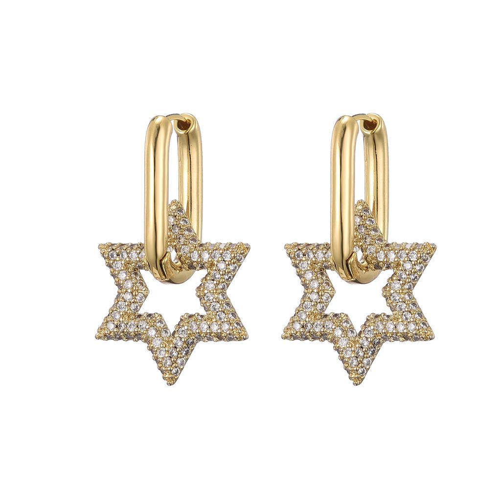 High Quality Zirconia Hoop Earrings for Women Elegant Star Copper Dangle Earrings Female Wedding Party Jewelry Couple Gift