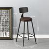 Retro American Solid Wood & Iron Bar Stool with Backrest