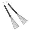 2Pcs Drum Brush Rubber Stainless Steel Wire Retractable Jazz Percussion Accessories