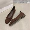 Low Heel Shoes Autumn New Square Toe Shallow Suede Slip-on Soft Sole Non-slip Wear-resistant Single Shoes
