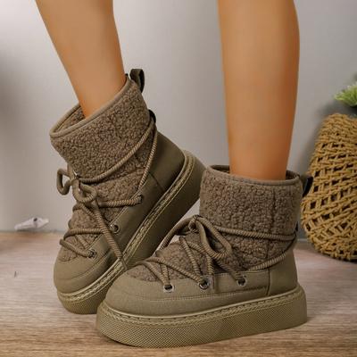Women's Ankle Boots Winter Platform Snow Boots  Fur Flats Casual Shoes Designer Lace Up Plush Sneaker Non-Slip Botas Mujer