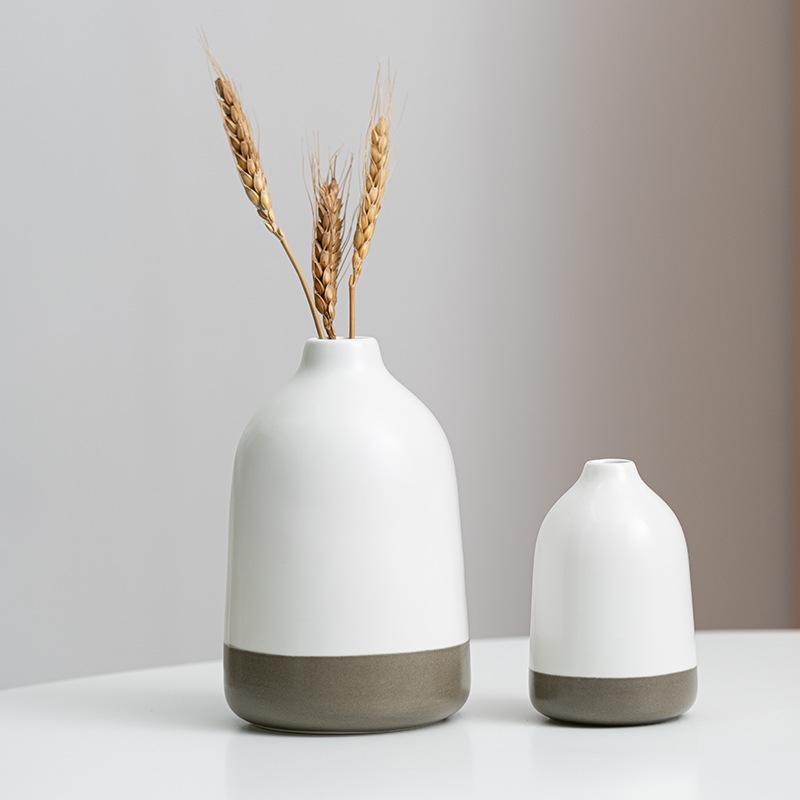 Manhattan Two-Color Ceramic Vase, High-End Flower Insert, Home Aromatherapy Bottle, Desktop Decoration Ornament