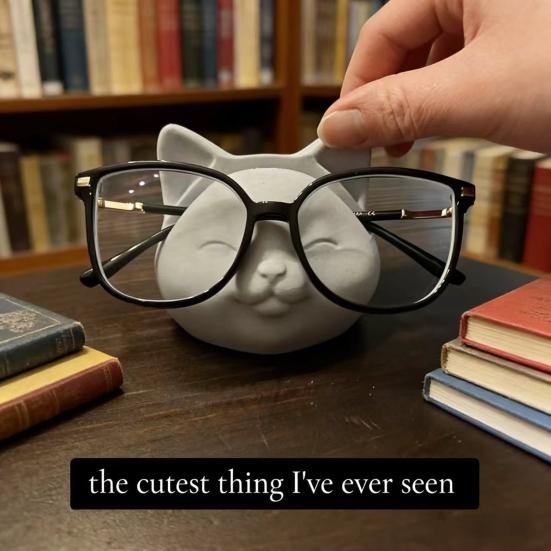 Brillenhouder Standaard voor Bureau Schattig Kattengezicht Brillenhouder Hars Zonnebril Displayrek voor Nachtkastje Huis Kantoor Bureau Decoratie