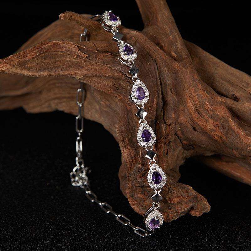Earrings Jewelry S925 Sterling Silver With Natural Garnet Amethyst Bracelet Women