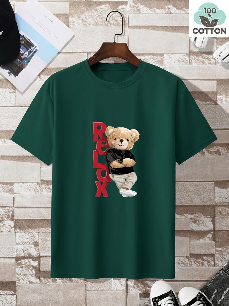 New Cool Bear Baby Print 100Cotton Men Woment Tshirt Summer Autumn Daily Outdoor Sports Party Casual Loose Street Shortsleeve