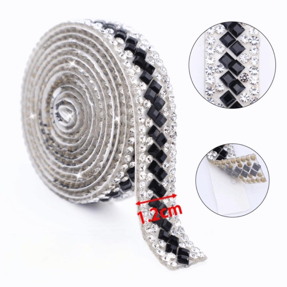 3 Yards Self Adhesive Glass Rhinestone Flexible Sparkling Rhinestone Strip Shiny DIY Decoration Apparel Accessory Clothing Decor