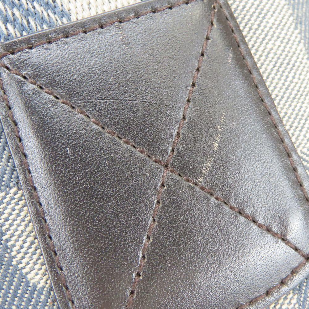 Used BALLY Handbag denim canvas/leather gray Navy casual
