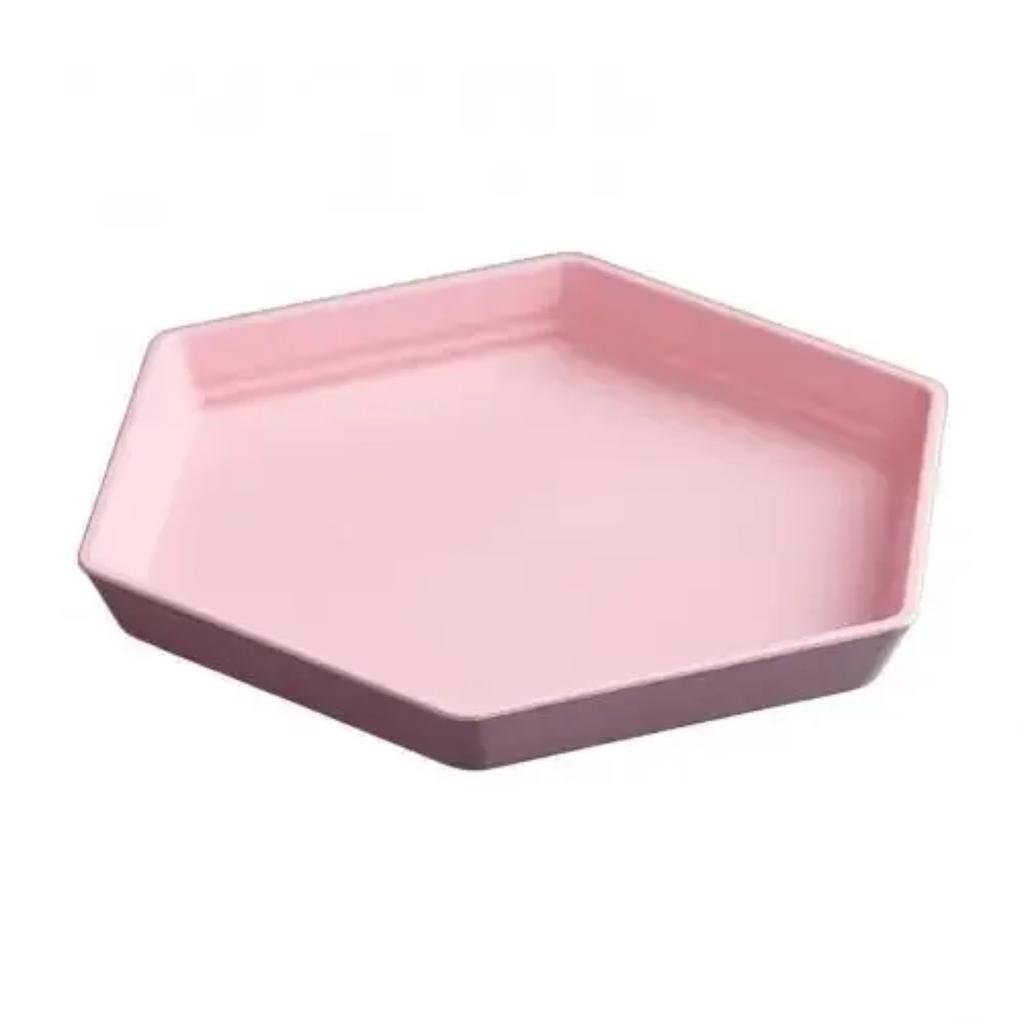 Multifunctional Fruit Plate Tableware Dishes Thicken Wheat Straw Hexagon Tray Dessert Plates Home Candy Color Dishes