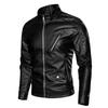 Locomotive Men's Leather Jacket Spring and Autumn European Size Stand-up Neck Cardigan Handsome Flying Suit Leather Jacket Men's Jacket