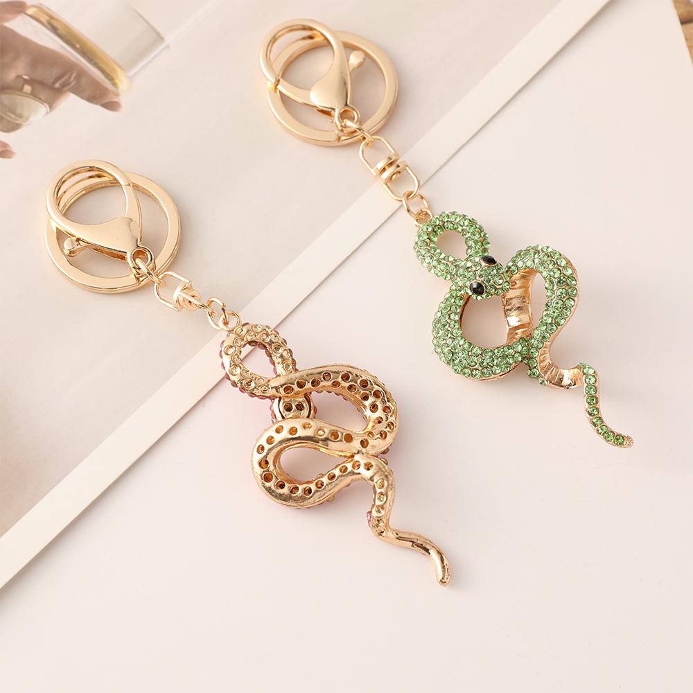 Snake Keychain Crystal Rhinestone Key Ring Women's Handbag Pendant Souvenir Gifts for Family and Friends