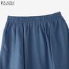 ZANZEA Womens Summer Casual Elastic Waist Solid Color Loose Skirts