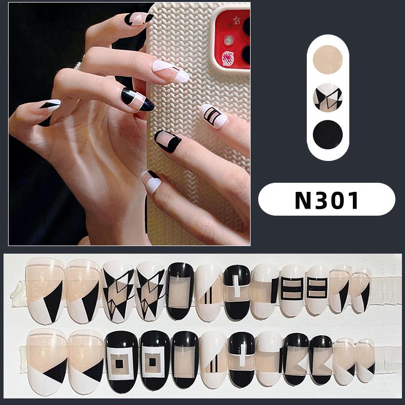 

Minimalist Black & White French Press-On Nails - Bold, Stylish, Removable Nail Art