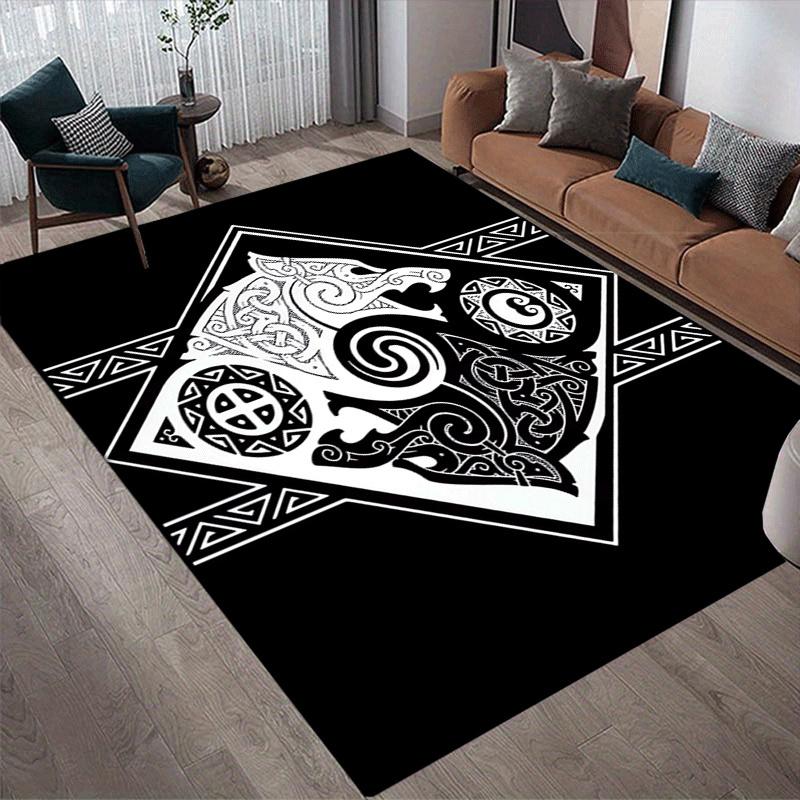 1pc Mayan Totem Print, Design Area Rug - Soft, Anti-Slip, and Durable Gaming Room Decor for Bedroom, Living Room