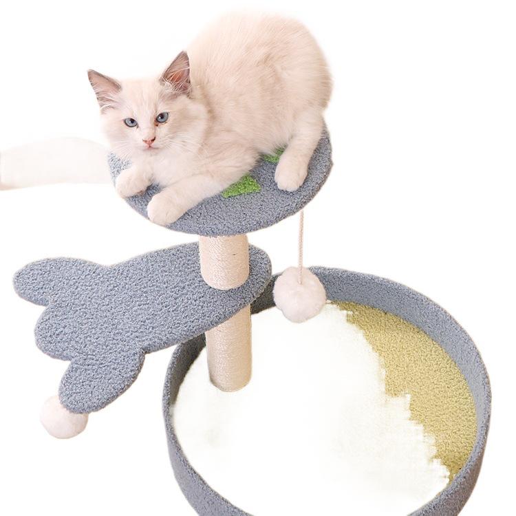 Winter Warm Cat Bed & Scratching Post with Durable Sisal - Vertical Climbing Frame & Toy