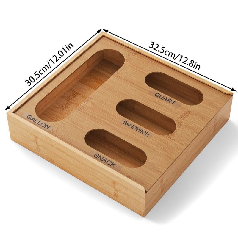 Bamboos Organizers With Multiple Compartments Dustproof Storage For Kitchen Countertop