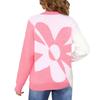 New Large-sized Women's Long-sleeved Floral Patchwork Fashionable and Versatile Knitted Pullover Sweater for Autumn and Winter