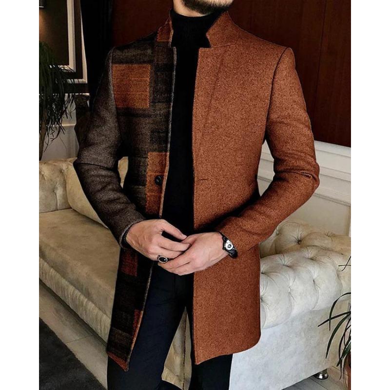 Automne Hiver Mode Homme Décontracté Affaires Laine Dégradé Manteau Mi-long Tenue Hombre Élégant