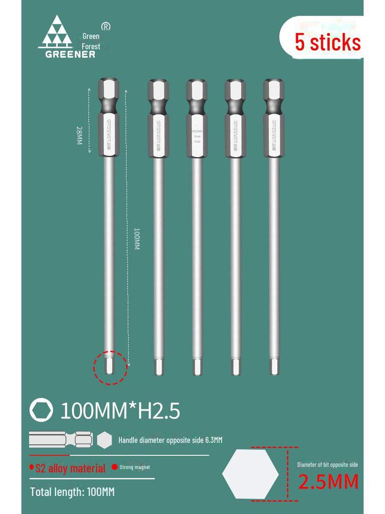 Green Forest Tungsten Steel Hex Wrench & Drill Set with Magnetic Hex Head