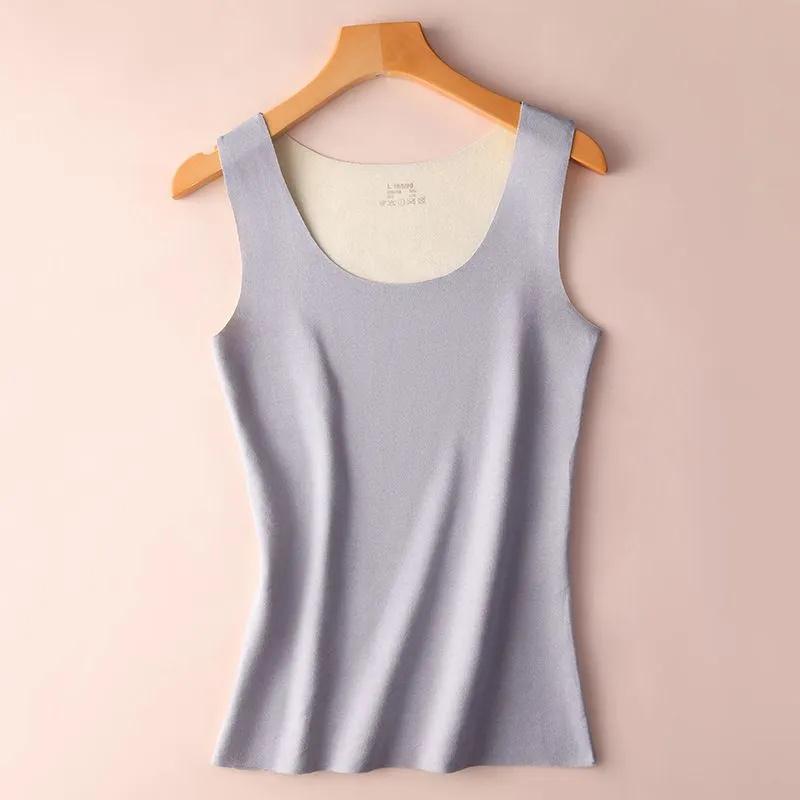 Women's Thermal Underwear Vest Heating Fiber Plush Thick Bottoming Top