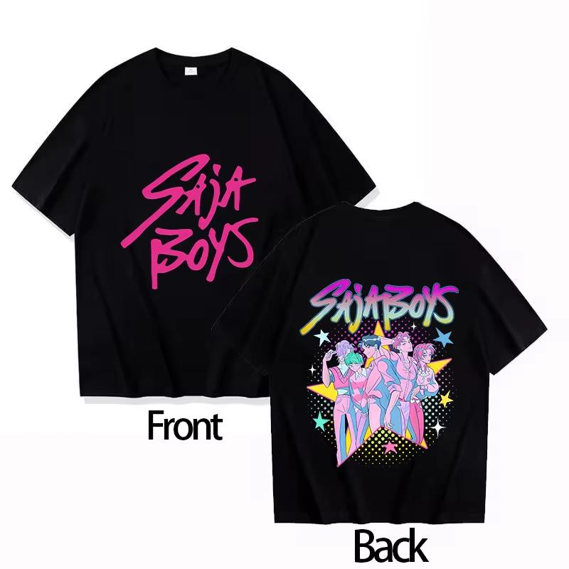 2025 Saja Boys Cotton Round Neck Boy GirlsTshirt KPOP Demon Hunter Mens Shortsleeved Comfortable Adult Top Parentchild