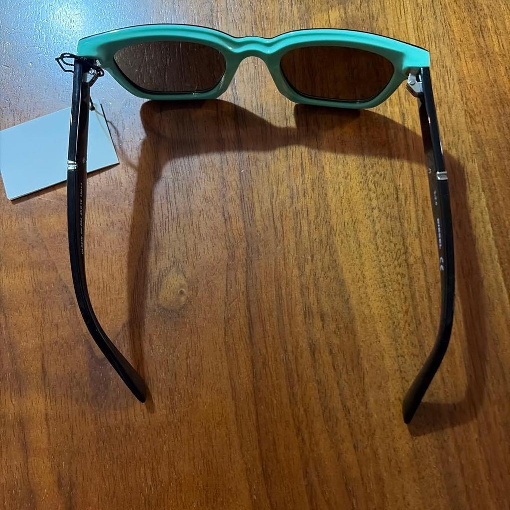 Used DIESEL Children's Sunglasses Black/Mint with Case