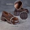 Versatile British platform loafers leather heightening solid color one-pedal small leather shoes Velcro jk single shoes