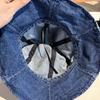 Pălărie de pescar din denim cu fundă dulce și versatilă, pălărie casual de primăvară și toamnă, pălărie bucket mică pentru față de damă, pălărie tip bazin, la modă