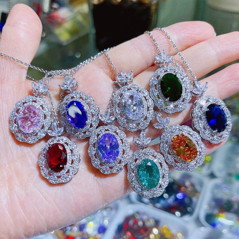 European & American Style Colored Zircon Pendant Necklace - Classic, Elegant Female Fashion Design