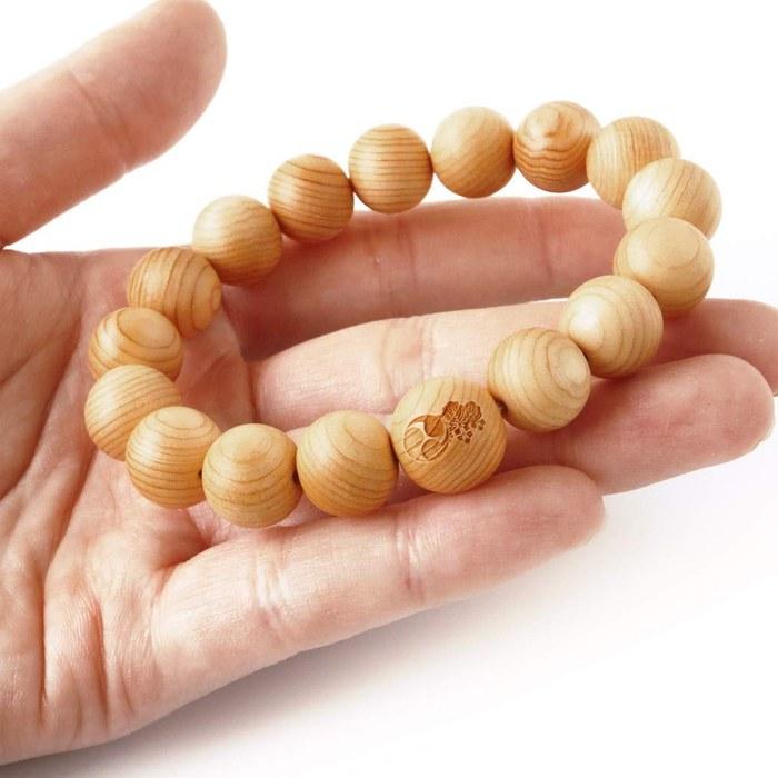 [GOLD STONE] Koyasan Family Crest Bracelet, Koyasan Chumon Hinoki, with Hinoki Wood Box, World Heritage Site Kongobuji, Natural Stone,