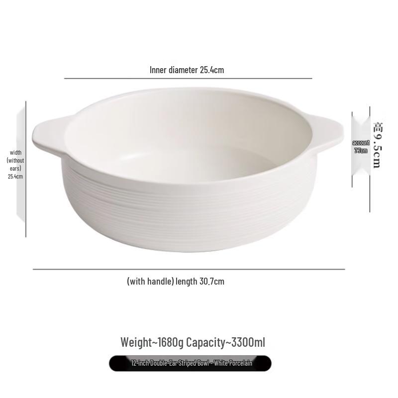 Chinese Retro Double-Handle Ceramic Soup Bowl
