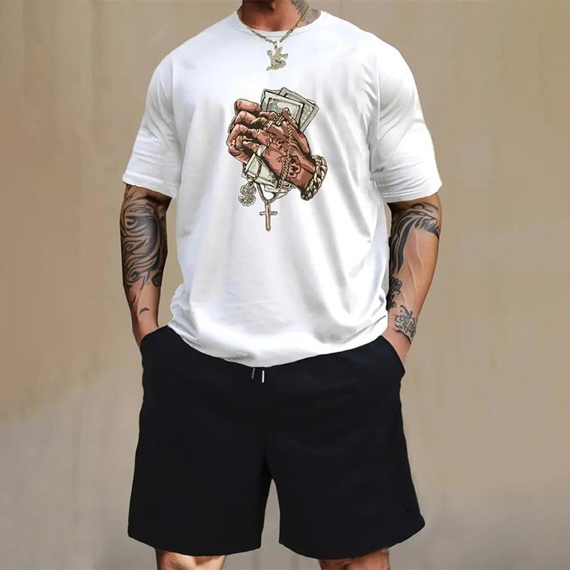 Nuova Moda Uomo Abbigliamento Sportivo Estivo Casual T-shirt a Maniche Corte da Uomo e Pantaloncini Set Base a Due Pezzi Asciugatura Rapida